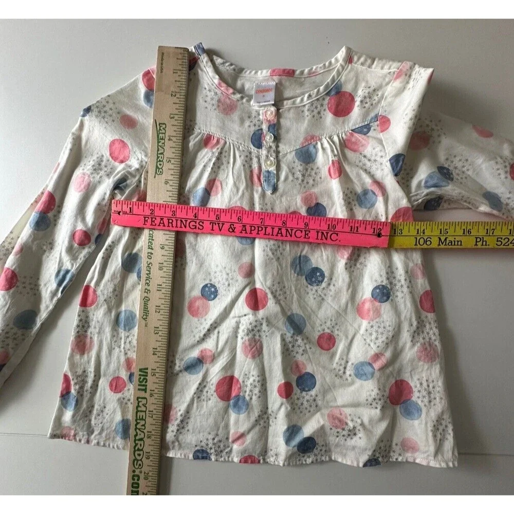 Gymboree Cozy Fairy Tale Polka Dot Star Swing Top Pink Blue Ivory 8 Cotton